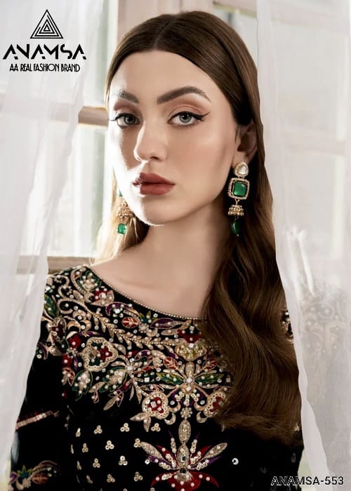 Anamsa 553 Faux Georgette Embroidery Pakistani Suit Wholesale Shop In Surat